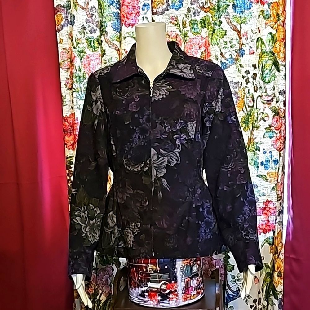 Counterparts Lightweight Women's Jacket Size 10 Floral (Black, Grey, and Purple)